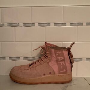 Sf AF 1 Nike Air Light Pink Zippered running shoes/ sneakers.